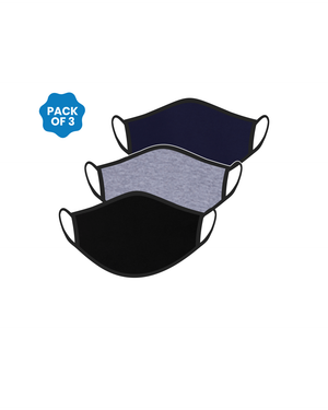 FACE PROTECTOR WITH EAR LOOP - BLACK, NAVY BLUE , GREY COLOUR (Pack of 3)