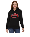 Panjab University Classic Hoody for Women - Curved Design - Red and White Art