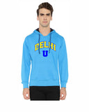 Delhi University Premium Classic Hoody for Men - Delhi U  - Yellow and Blue Art
