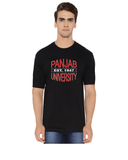 Panjab University Round Neck T-shirt for Men - Panjab University Est 1947 - Red and White Art