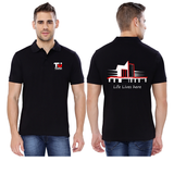 Thapar University Collar Neck T-shirt for Men - Life Lives Here with Crest Design