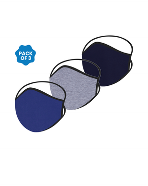 FACE PROTECTOR WITH LONG LOOP - NAVY BLUE , GREY , ROYAL BLUE COLOUR (Pack of 3)