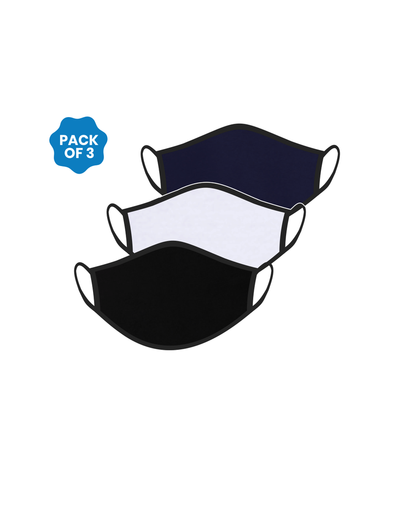FACE PROTECTOR WITH EAR LOOP - BLACK , WHITE , NAVY BLUE COLOUR (Pack of 3)