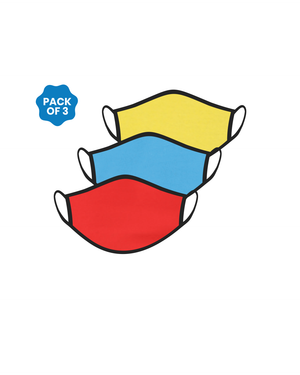 FACE PROTECTOR WITH EAR LOOP - RED, YELLOW , TURQUOISE COLOUR (Pack of 3)