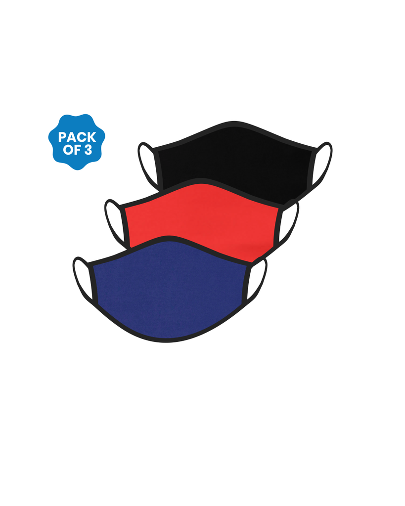 FACE PROTECTOR WITH EAR LOOP - BLACK , RED , ROYAL BLUE COLOUR (Pack of 3)