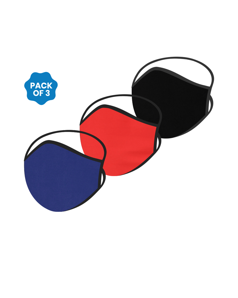 FACE PROTECTOR WITH LONG LOOP - BLACK, RED, ROYAL BLUE COLOUR (Pack of 3)