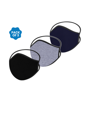 FACE PROTECTOR WITH LONG LOOP - BLACK, NAVY, GREY COLOUR (Pack of 3)