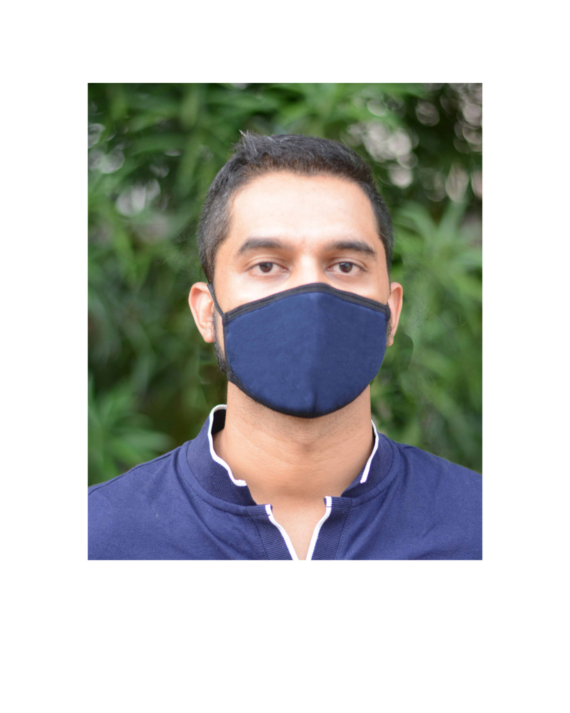 FACE PROTECTOR WITH EAR LOOP - NAVY BLUE, ROYAL BLUE, CHARCOAL COLOUR (Pack of 3)