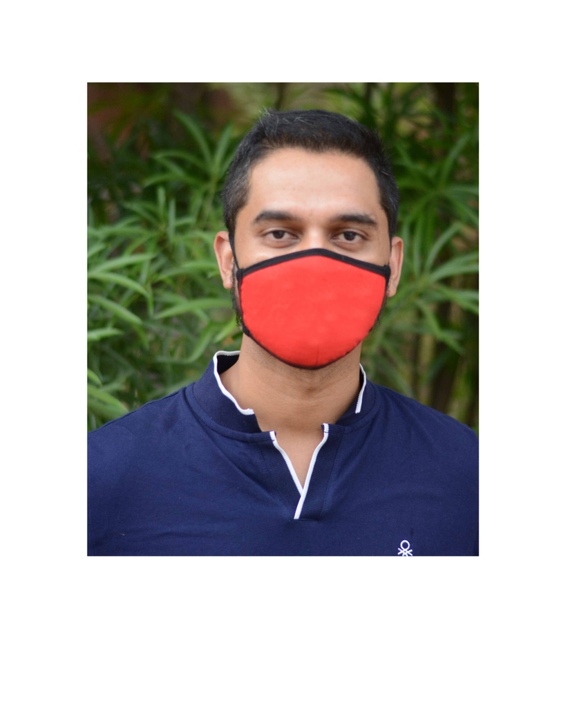 FACE PROTECTOR WITH EAR LOOP - RED COLOUR (Pack of 3)