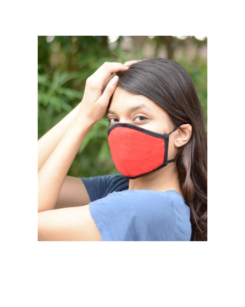 FACE PROTECTOR WITH LONG LOOP - RED COLOUR (Pack of 3)