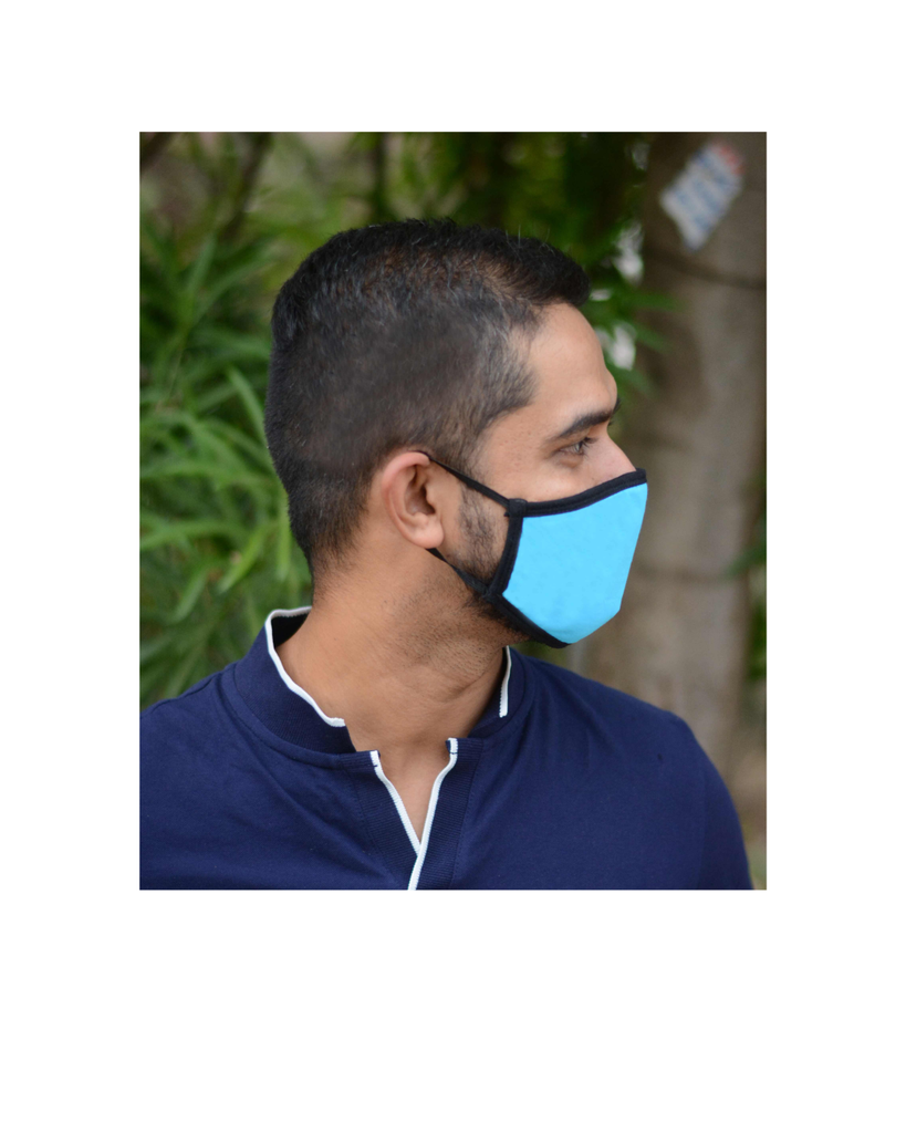 FACE PROTECTOR WITH EAR LOOP - TURQUOISE COLOUR (Pack of 3)
