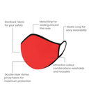 FACE PROTECTOR WITH EAR LOOP - RED COLOUR (Pack of 3)