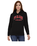 Punjabi University Classic Hoody for Women - Curved Design - Maroon and White