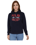 Punjabi University Classic Hoody for Women - Punjabi University Est 1947 - Red and White Art