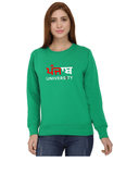 Panjab University Premium Round Neck Sweatshirt for Women - Panjab in Panjabi Design - Red and White Art