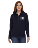 Panjab University Zipper Hoody for Women - PU Crest Design - White Art