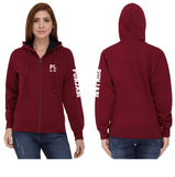 Punjabi University Zipper Hoody for Women - Left Sleeve Design